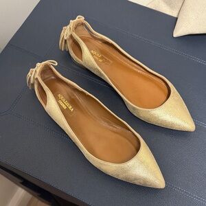 New $675 Aquazzura “Forever Marilyn” Gold Flat Sz 35